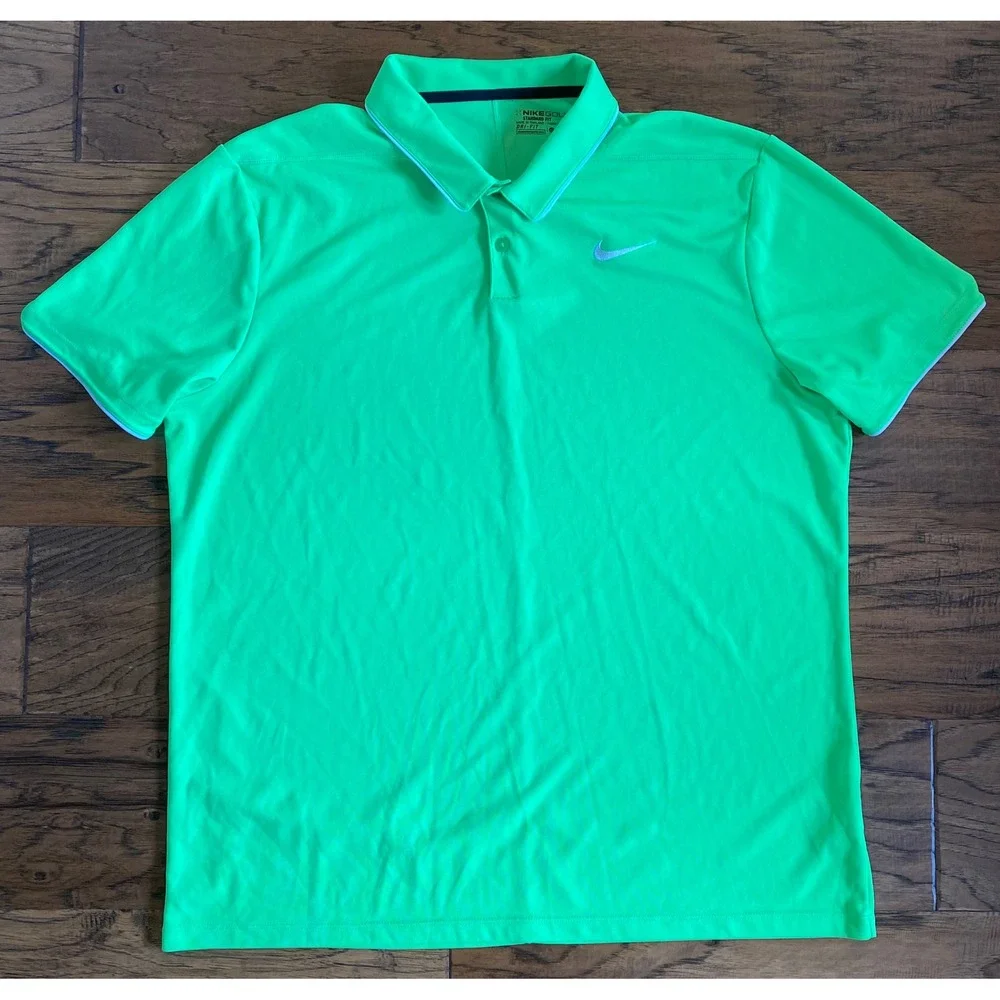 Nike Golf Dri-FIT Polo Shirt Mens XL Neon Green Short Sleeve Standard Fit Swoosh